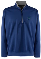 Antigua St Louis Blues Mens Blue Leader Long Sleeve Qtr Zip Pullover