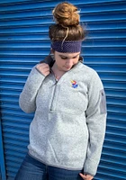Antigua Kansas Jayhawks Womens Grey Fortune Qtr Zip