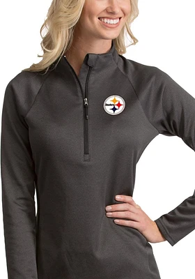 Antigua Pittsburgh Steelers Womens Black Shield Qtr Zip Pullover