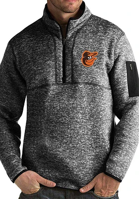 Antigua Baltimore Orioles Mens Fortune Long Sleeve Qtr Zip Pullover