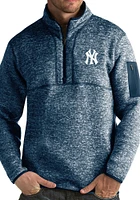 Antigua New York Yankees Mens Navy Blue Fortune Long Sleeve Qtr Zip Pullover