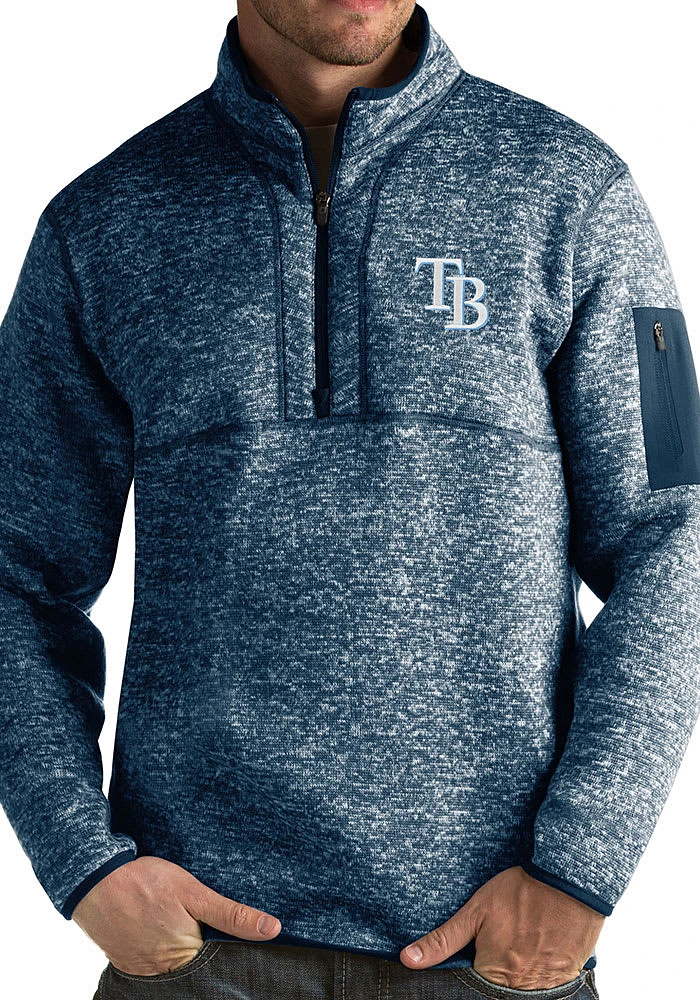Antigua Tampa Bay Rays Mens Navy Blue Fortune Long Sleeve Qtr Zip Pullover