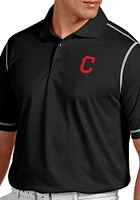 Antigua Cleveland Guardians Mens Black Icon Short Sleeve Polo