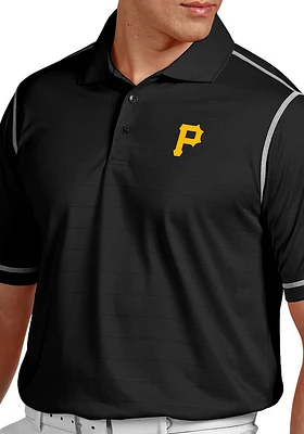 Antigua Pittsburgh Pirates Mens Black Icon Short Sleeve Polo