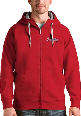 Antigua Atlanta Braves Mens Red Victory Long Sleeve Full Zip Jacket