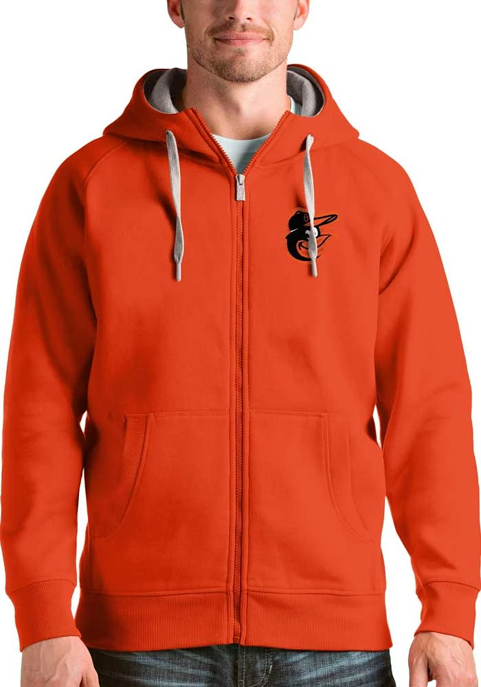 Antigua Baltimore Orioles Mens Orange Victory Long Sleeve Full Zip Jacket