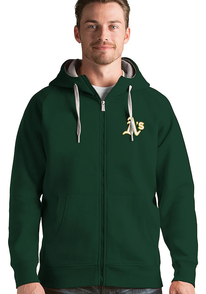 Antigua Oakland Athletics Mens Green Victory Long Sleeve Full Zip Jacket