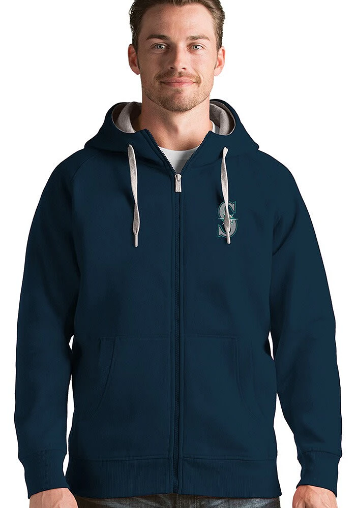 Antigua Seattle Mariners Mens Navy Blue Victory Long Sleeve Full Zip Jacket