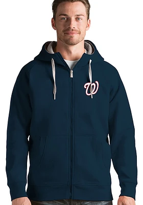 Antigua Washington Nationals Mens Navy Blue Victory Long Sleeve Full Zip Jacket
