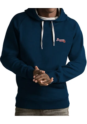 Antigua Atlanta Braves Mens Navy Blue Victory Long Sleeve Hoodie