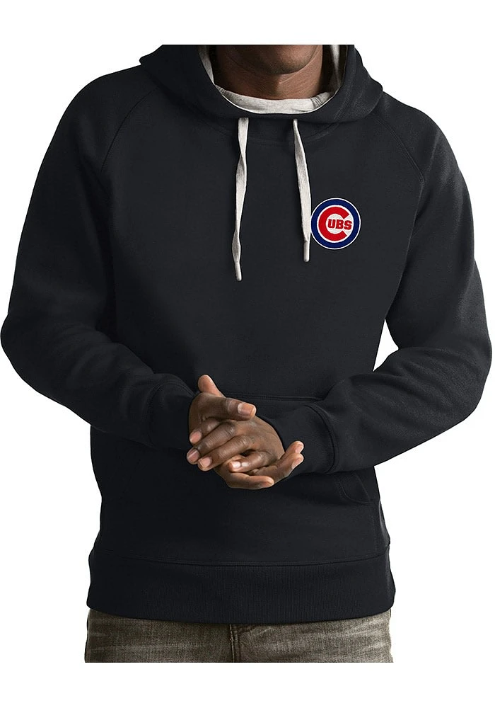 Antigua Chicago Cubs Mens Charcoal Victory Long Sleeve Hoodie