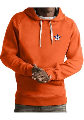 Antigua Houston Astros Mens Orange Victory Long Sleeve Hoodie