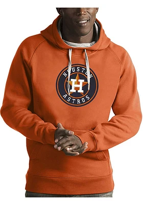 Antigua Houston Astros Mens Orange Full Front Victory Long Sleeve Hoodie