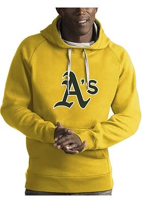 Antigua Oakland Athletics Mens Gold Full Front Victory Long Sleeve Hoodie