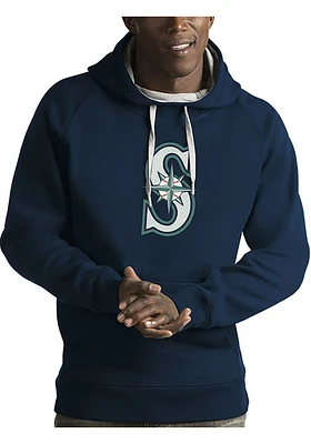 Antigua Seattle Mariners Mens Navy Blue Full Front Victory Long Sleeve Hoodie