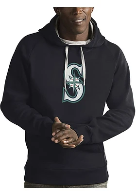 Antigua Seattle Mariners Mens Charcoal Full Front Victory Long Sleeve Hoodie