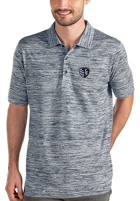 Antigua Sporting Kansas City Mens Navy Blue Possession Short Sleeve Polo