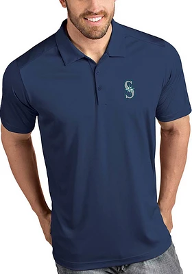 Antigua Seattle Mariners Mens Navy Blue Tribute Short Sleeve Polo