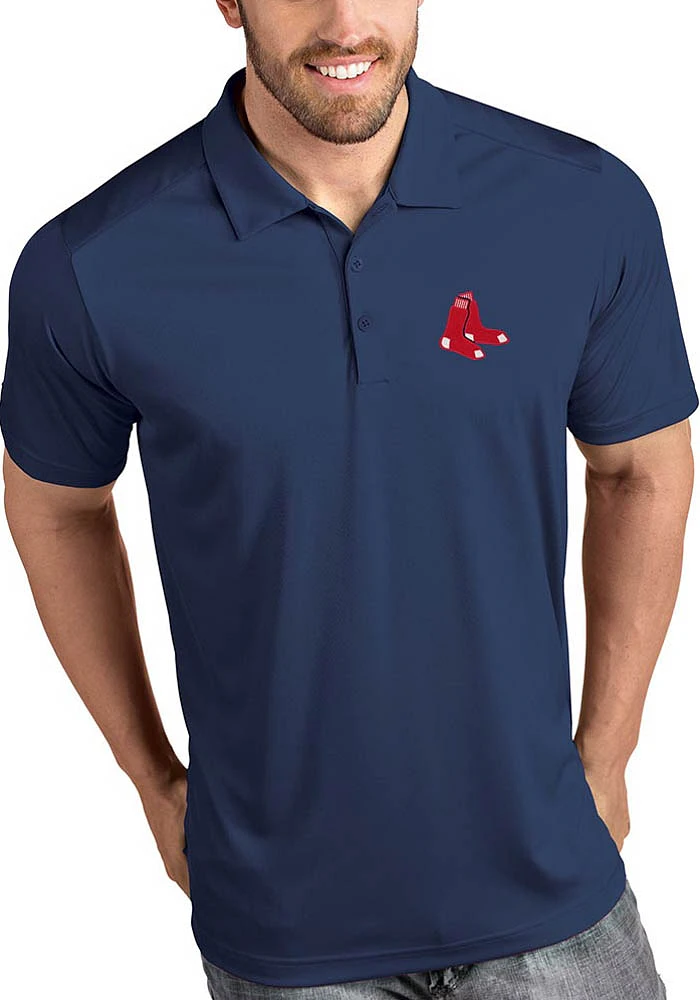 Antigua Boston Red Sox Mens Navy Blue Tribute Short Sleeve Polo