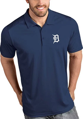 Antigua Detroit Tigers Mens Navy Blue Tribute Short Sleeve Polo