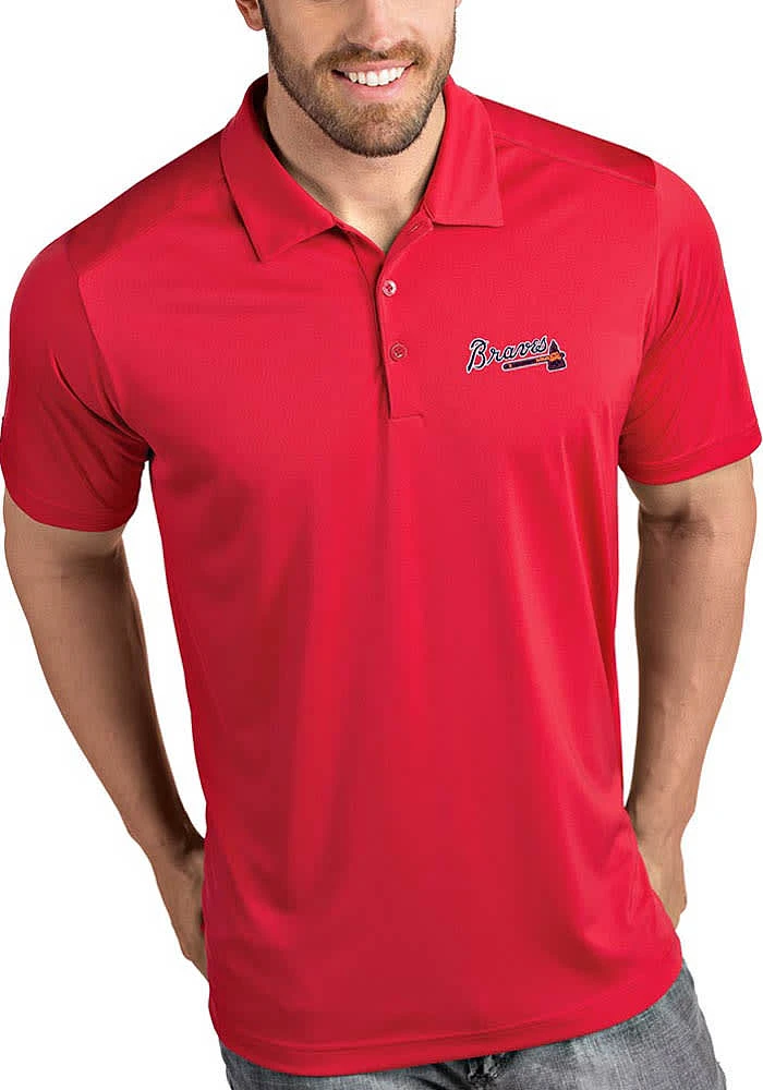 Antigua Atlanta Braves Mens Tribute Short Sleeve Polo