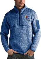 Antigua Kansas Jayhawks Mens Fortune Long Sleeve Qtr Zip Pullover