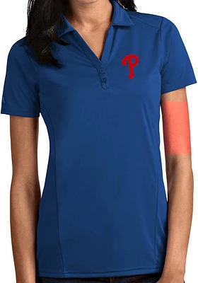 Antigua Philadelphia Phillies Womens Tribute Short Sleeve Polo Shirt