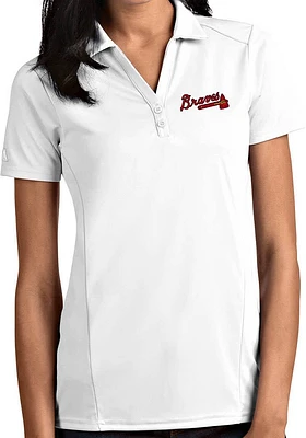 Antigua Atlanta Braves Womens Tribute Short Sleeve Polo Shirt
