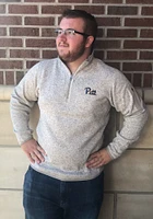 Antigua Pitt Panthers Mens Oatmeal Fortune Blue Logo Long Sleeve Qtr Zip Pullover