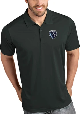 Antigua Sporting Kansas City Mens Grey Tribute Short Sleeve Polo