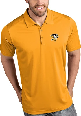 Antigua Pittsburgh Penguins Mens Gold Tribute Short Sleeve Polo
