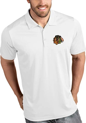 Antigua Chicago Blackhawks Mens Tribute Short Sleeve Polo