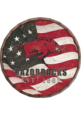 Arkansas Razorbacks Flag 24 Inch Barrel Top Sign - Red