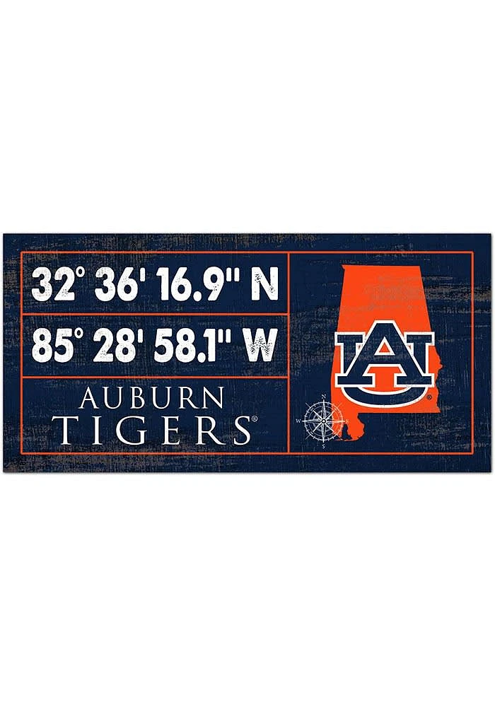 Auburn Tigers Horizontal Coordinate Sign - Orange
