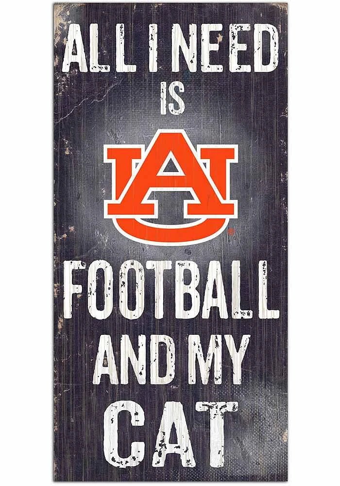 Auburn Tigers Football and My Cat Sign - Orange