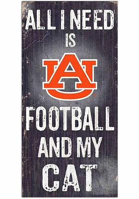 Auburn Tigers Football and My Cat Sign - Orange