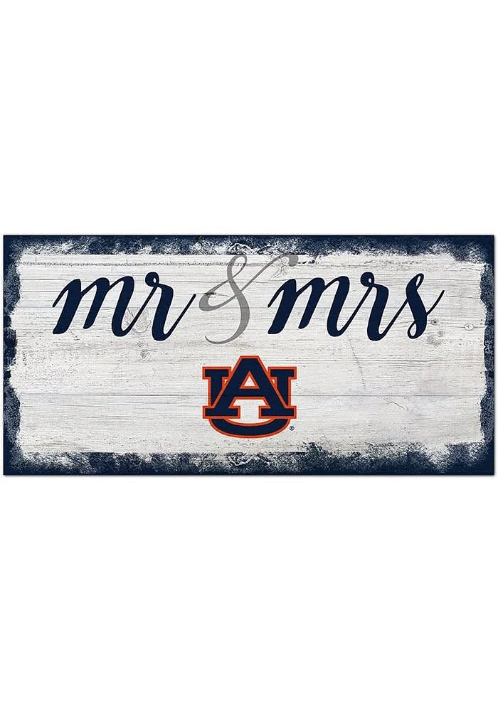 Auburn Tigers Script Mr and Mrs Sign - Orange