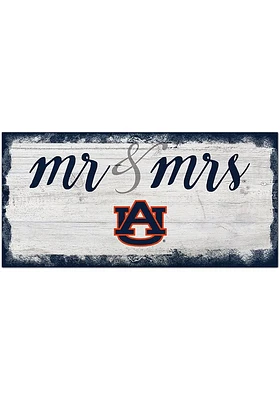 Auburn Tigers Script Mr and Mrs Sign - Orange
