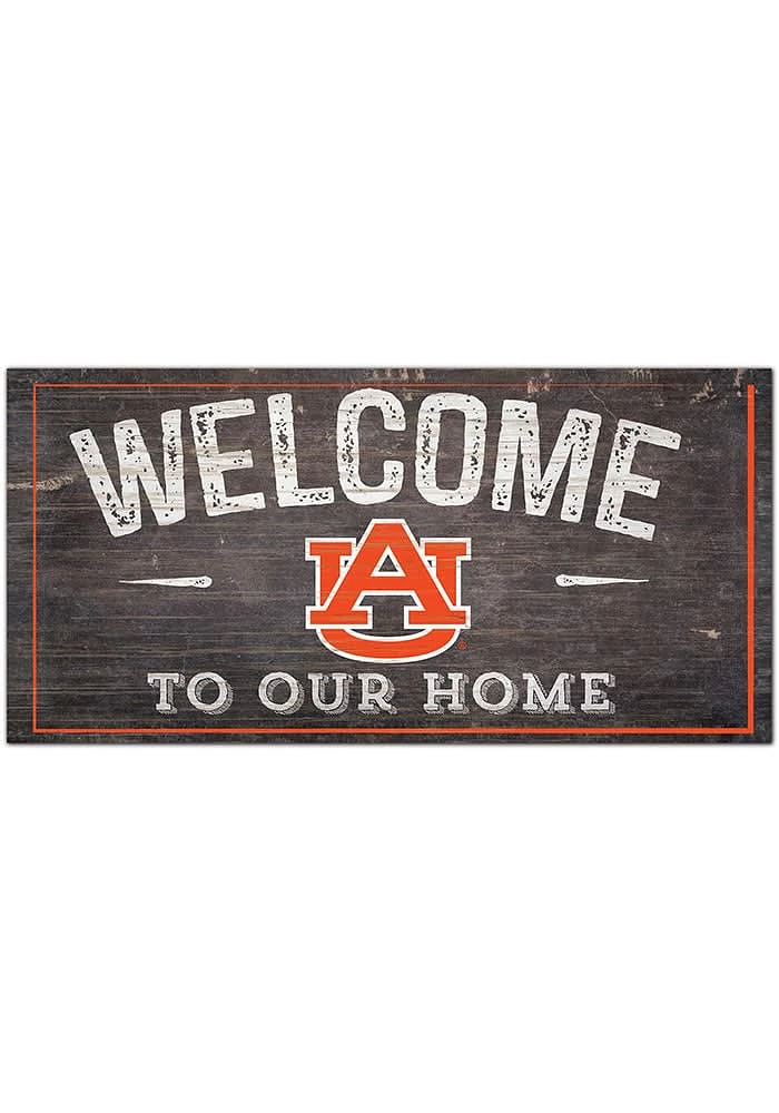 Auburn Tigers Welcome Distressed Sign - Orange