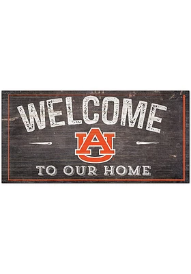 Auburn Tigers Welcome Distressed Sign - Orange