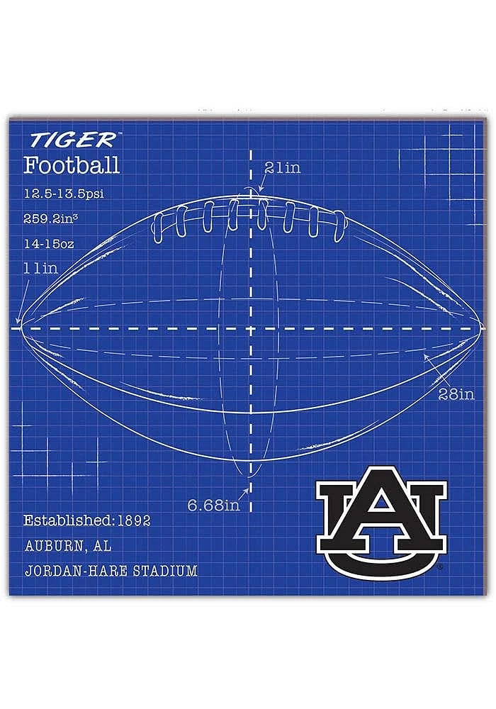 Auburn Tigers Ball Blueprint Sign - Orange