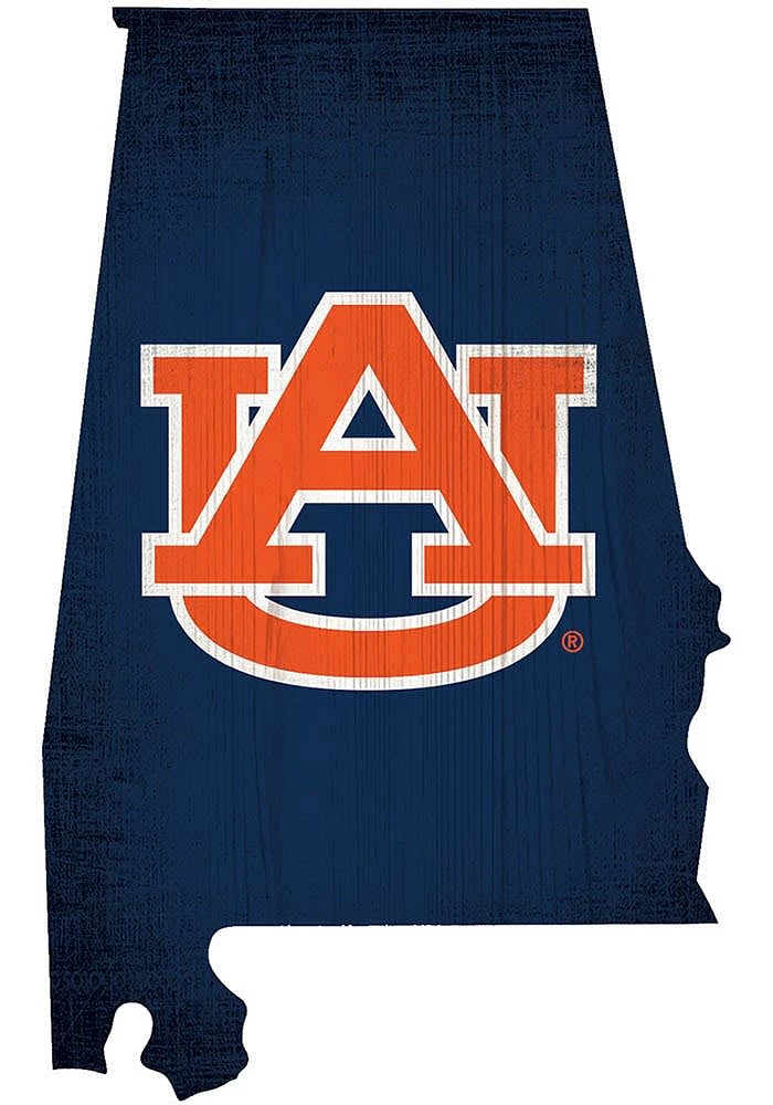 Auburn Tigers State Cutout Sign - Orange
