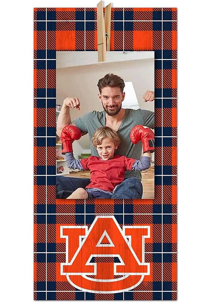 Auburn Tigers Plaid Clothespin Sign - Orange