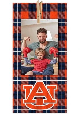 Auburn Tigers Plaid Clothespin Sign - Orange