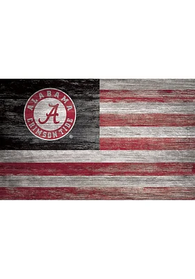 Alabama Crimson Tide Distressed Flag 11x19 Sign - Black