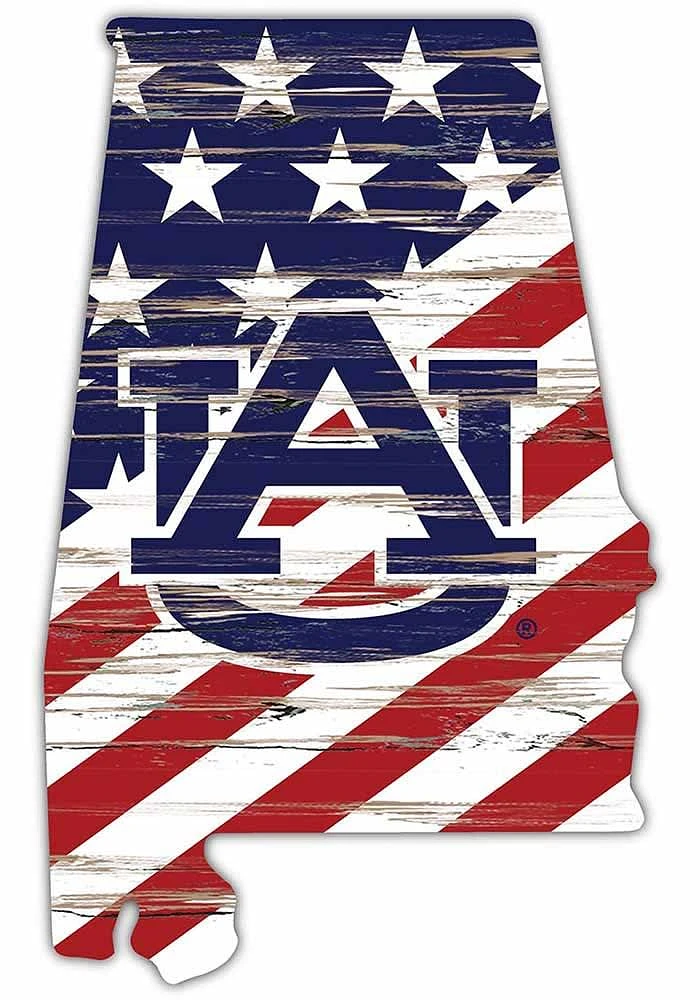 Auburn Tigers 12 Inch USA State Cutout Sign - Orange