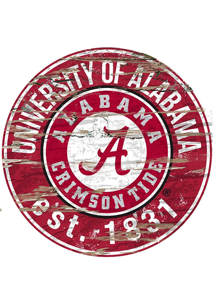Alabama Crimson Tide Established Date Circle 24 Inch Sign - Red