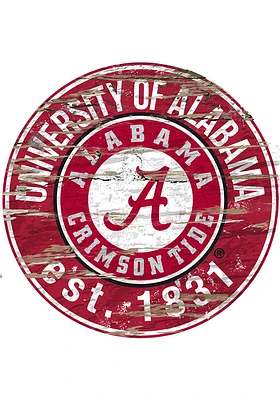 Alabama Crimson Tide Established Date Circle 24 Inch Sign - Red