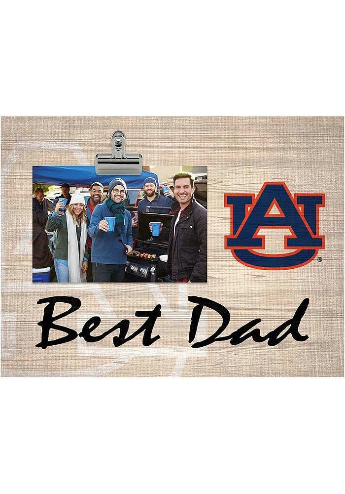 Auburn Tigers Best Dad Burlap Clip Picture Frame - Orange