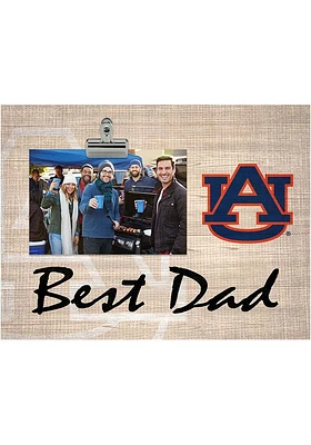 Auburn Tigers Best Dad Burlap Clip Picture Frame - Orange